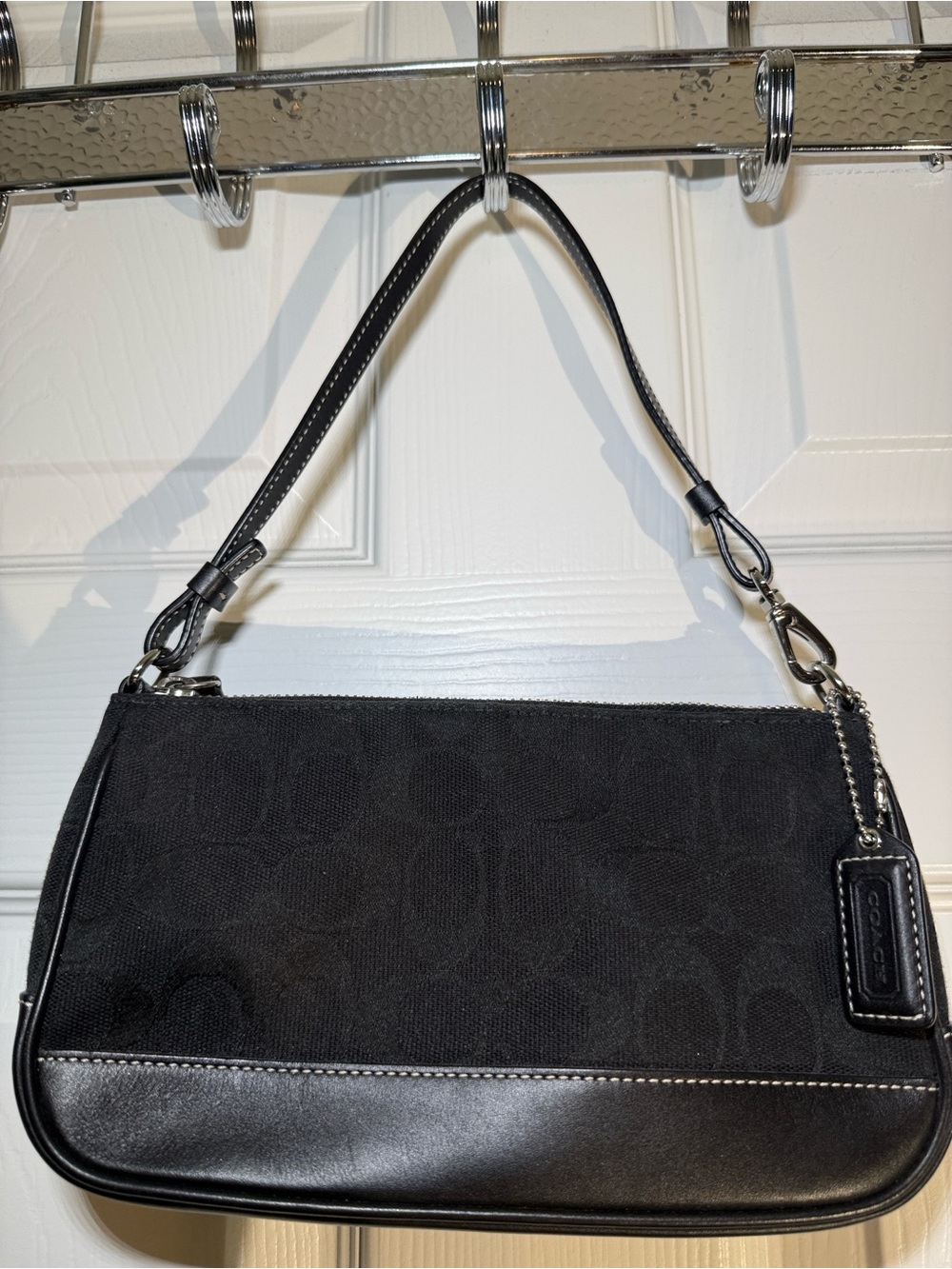 Coach Black Signature Demi Pouch Bag (Style 6094) - Gem